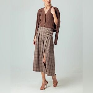 NWT Plaid Midi Skirt -  Sundays